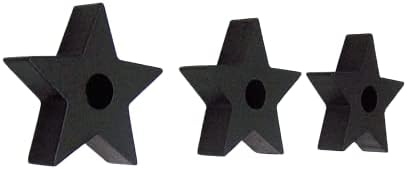 Set of Three Black Star Candle Holder Set Witchcraft Ritual