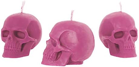 3x Skull Pink Organic Beeswax Candle Set
