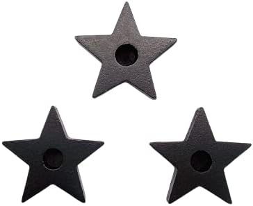 Set of Three Black Star Candle Holder Set Witchcraft Ritual