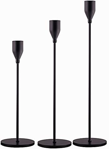 Matte Black Candle Holder Set of 3 for Taper Candles