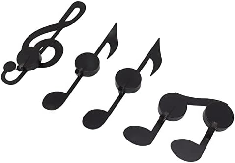 4Pcs Wall Hanging Candle Sconces Black Metal Music Note Candle Holders with Sticker