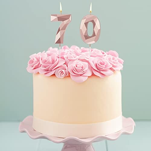 70th Birthday Candles Happy Birthday Cake Topper 3D Diamond Sparkler Number Candles Set