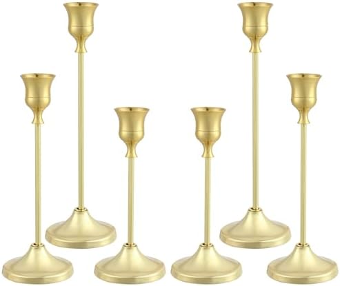 Sturdy 6-Piece Gold Candlestick Holders