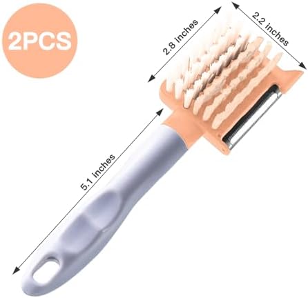 2 in 1 Vegetable Brush and Julienne Peeler Pink