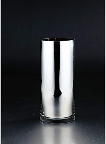 CC Home Furnishings 11 Shiny Silver Hand Blown Glass Pillar Candle Holder