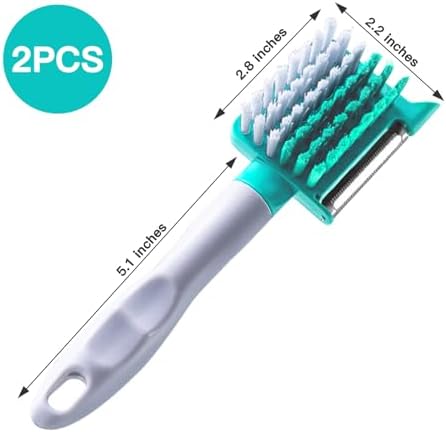 2-in-1 Vegetable Brush Julienne Peeler Light Blue