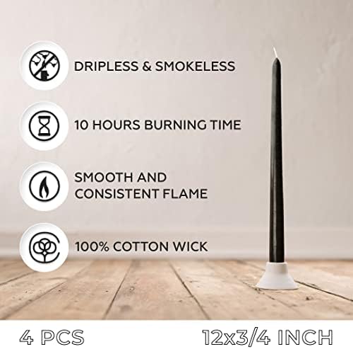 Sonedly Long-Burning 12-Inch Taper Candles 4-Pack