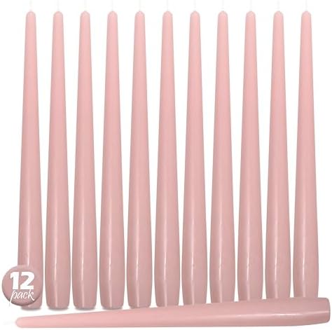 Hyoola Tall Taper Candles - 12 Inch Light Pink Dripless Taper Candles