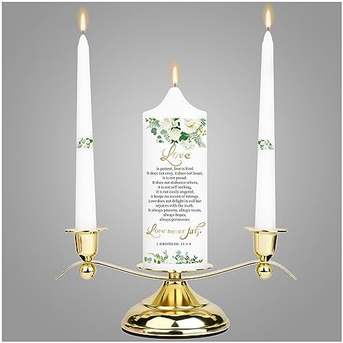 3 ElegantlyDesigned Wedding Candles with Gold Holders