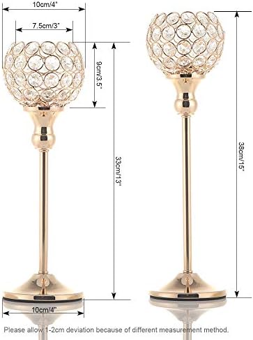 VINCIGANT Gold Crystal Candle Holders Set of 2 - Elegant