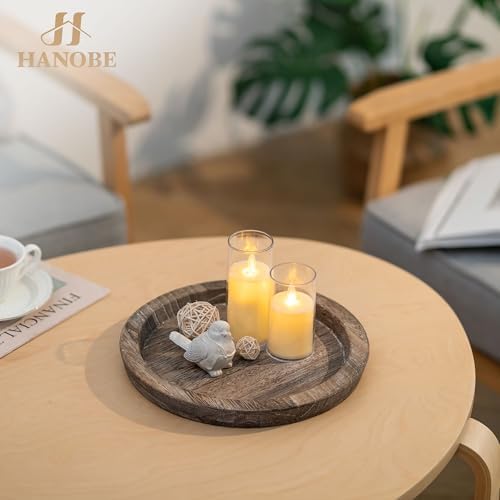 Hanobe Candle Plate Rustic Wooden Table Centerpiece