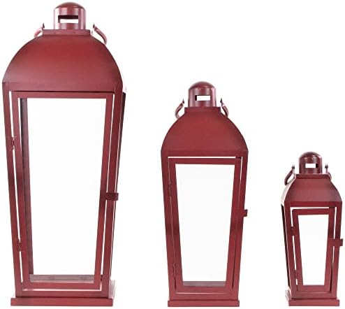3-Piece Red Candle Lantern Set