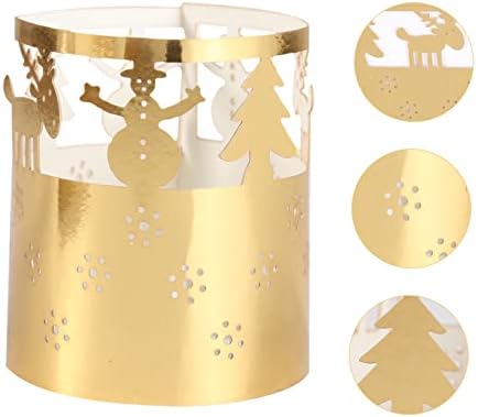 Paper Candle Lampshade with Snowflakes in Gold for Christmas or Weddings