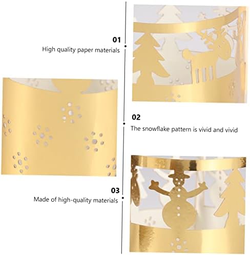 Paper Candle Lampshade with Snowflakes in Gold for Christmas or Weddings
