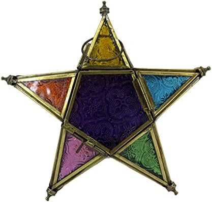Stylish Iron Candle Holder Lantern Accessory Brown Star 8
