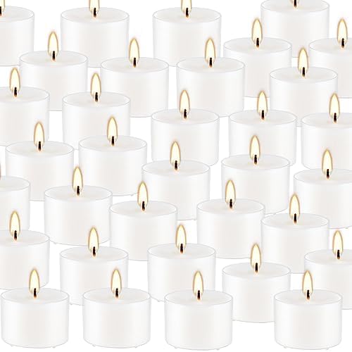 Set of 50 White Scented Candles Vanilla Fragrance Perfect for Relaxation Parties