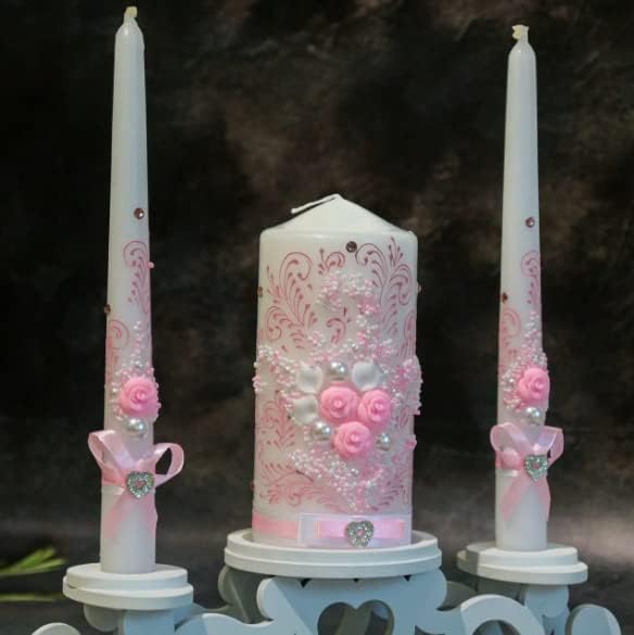 VABA Best Rose Pink Wedding Ceremony Candles Set