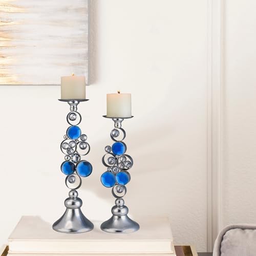 Elegant Candleholder Set 16 14 tall Silver Finish