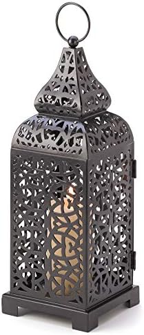Moroccan Style Candle Lantern Holder 13 Tall Black
