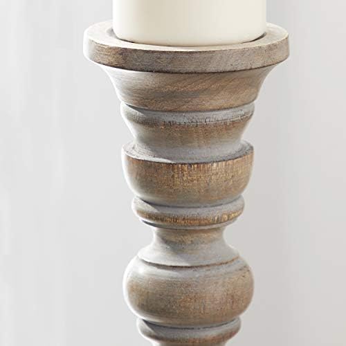 Deco 79 Handmade Mango Wood Candle Holder Set