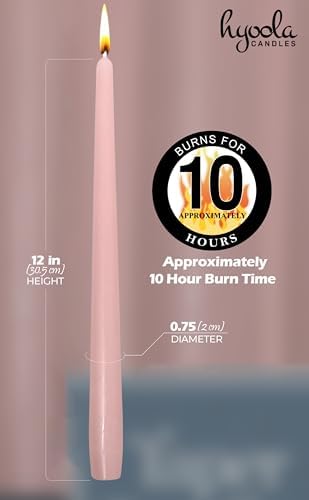 Hyoola Tall Taper Candles - 12 Inch Light Pink Dripless Taper Candles