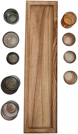 Wood Tray with 9 Brown Glass Votive Holders