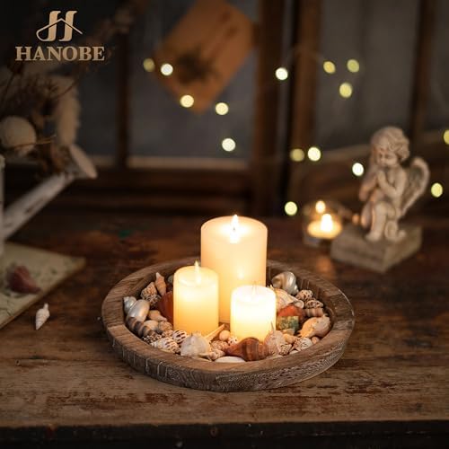 Hanobe Candle Plate Rustic Wooden Table Centerpiece