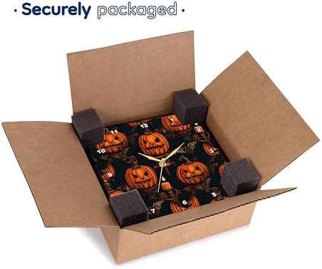 3DRose Halloween Wall Clock - 10 - Flying Bats Jack OLanterns