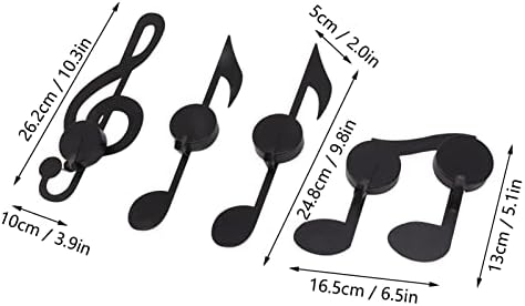 4Pcs Wall Hanging Candle Sconces Black Metal Music Note Candle Holders with Sticker