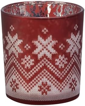 Biedermann Sons 6-Piece Christmas Snowflake Candle Holder Set Glittering Red Design