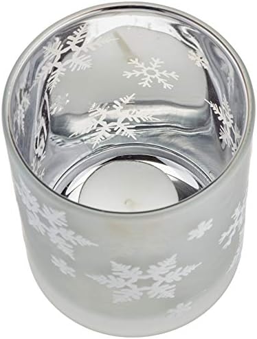 Stunning Alpine Snowflake Votive with Wood Lid - Set of 2