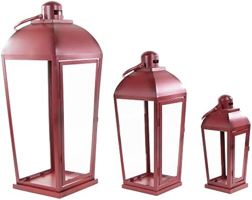 3-Piece Red Candle Lantern Set