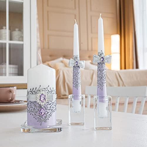 VABA Pure Purple Unity Wedding Candles Set