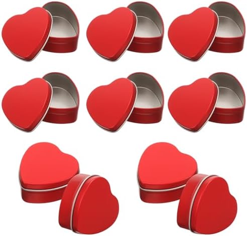 Valentines Heart Candle Tins 10pc Set