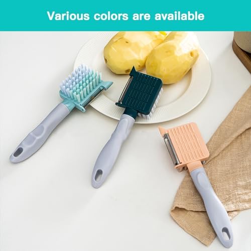 2-in-1 Vegetable Brush Julienne Peeler Light Blue