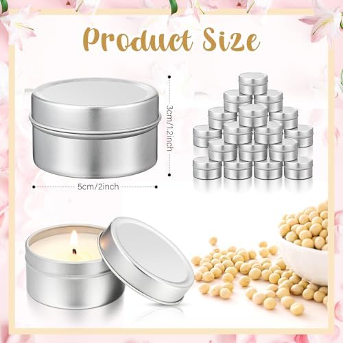 24 Pcs DIY Baby Shower Candle Tins with Lids
