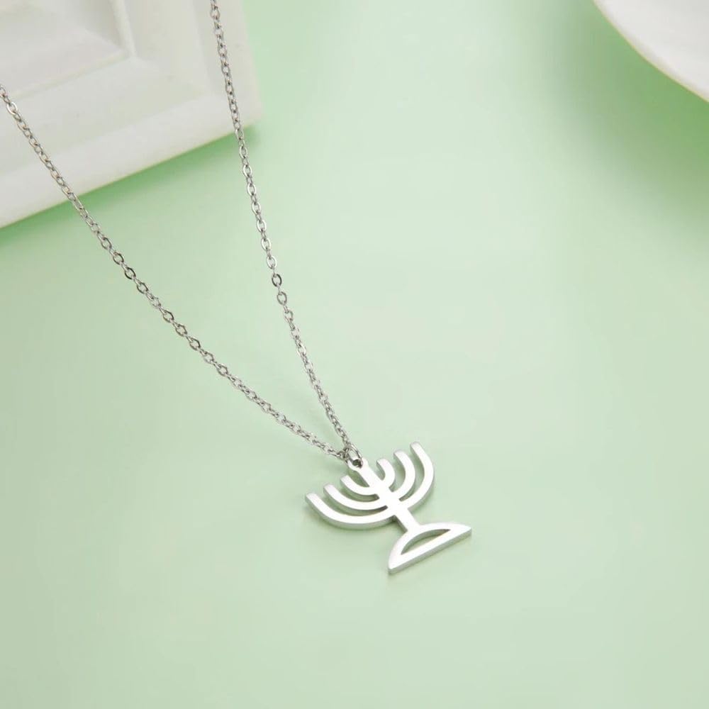 2025 Geometric Menorah Necklace Premium Stainless Steel Chain for Women