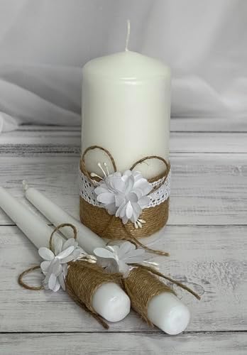 Rustic Wedding Unity Candle Set - 6 Pillar and 2 10 Tapers