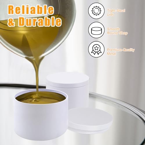 BBAXI 24-Piece Matte White Candle Tin for DIY Storage Travel