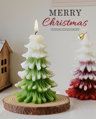 christmas tree shaped pillar candle
