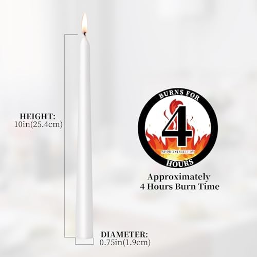 Tstag 10x White Taper Candles