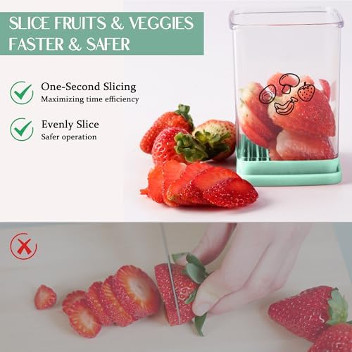 ERHIRY Speed Fruit Slicer for Bananas Strawberries Eggs and More Cyan