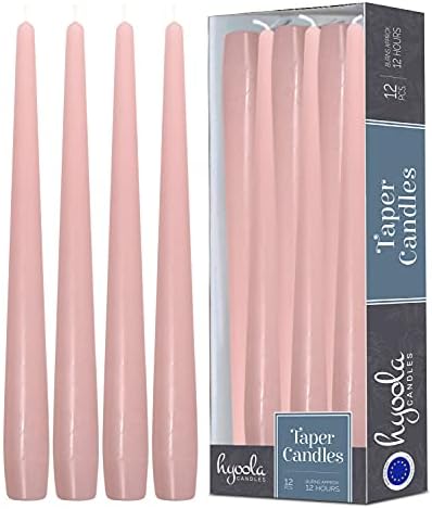 Hyoola Tall Taper Candles - 12 Inch Light Pink Dripless Taper Candles