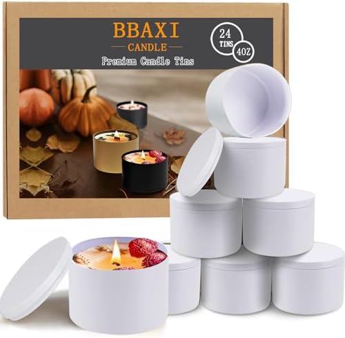 BBAXI 24-Piece Matte White Candle Tin for DIY Storage Travel
