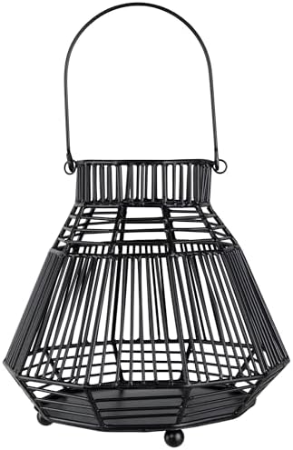 Northlight Medium Iron Geometric Hurricane Candle Lantern 825 Black