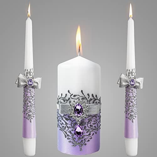 VABA Pure Purple Unity Wedding Candles Set