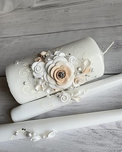 Magik Life Unity Candle Set - Peach Wedding Candles 6 Pillar 2x10 Tapers