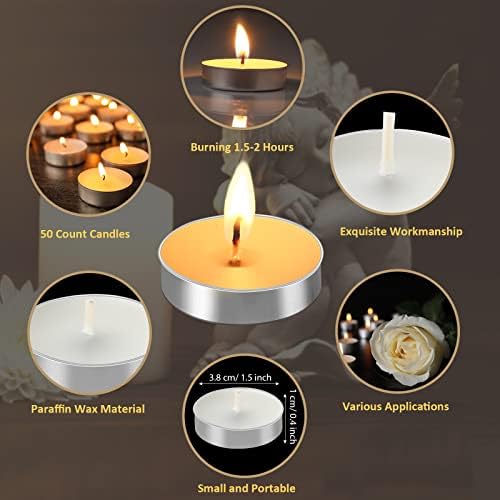 50 Set funeral party favors memorial white tea lights cards