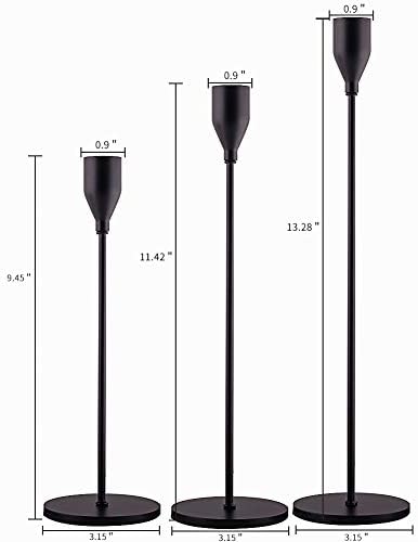 Matte Black Candle Holder Set of 3 for Taper Candles