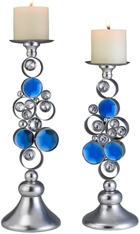 Elegant Candleholder Set 16 14 tall Silver Finish